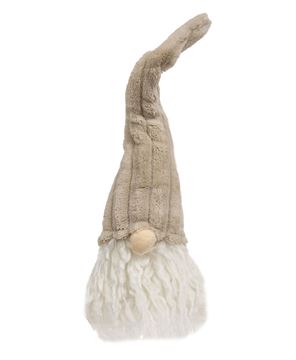 Picture of Medium Sitting Plush Beige Gnome with Ribbed Hat