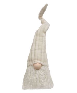Picture of Large Sitting Plush Cream Gnome with Ribbed Hat