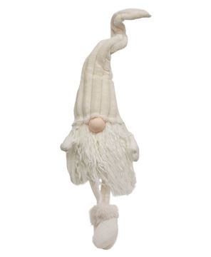 Picture of Dangle Leg Plush Cream Gnome with Ribbed Hat