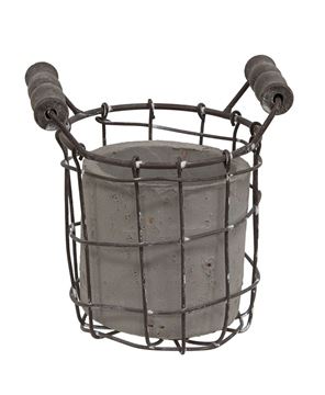 Picture of Classic Cement Planter w/ Rustic Wire Basket
