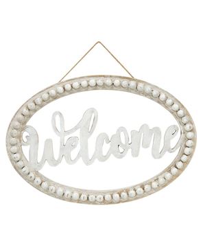 Picture of Distressed Beaded Wall Sign, "Welcome"