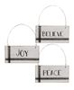 Picture of Black & White Stripe Holiday Word Ornament, 3 Asstd.