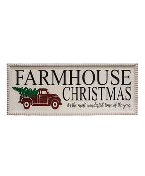 Picture of Farmhouse Christmas Truck Beaded Wood Sign