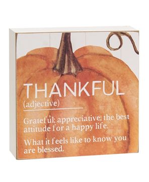 Picture of Thankful/Grateful Definition Pumpkin Box Sign, 2 Asstd.