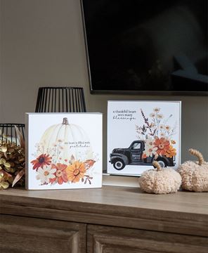 Picture of A Thankful Heart Fall Floral Box Sign, 2 Asstd.