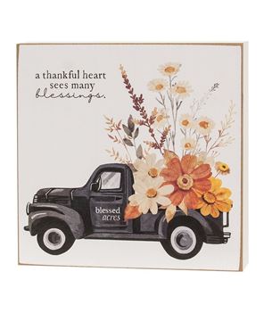 Picture of A Thankful Heart Fall Floral Box Sign, 2 Asstd.