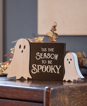 Picture of It's Spooky Season Block w/Ghost Sitter, 2/Set