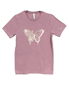 Picture of Butterfly Floral T-Shirt, Heather Orchid XXL