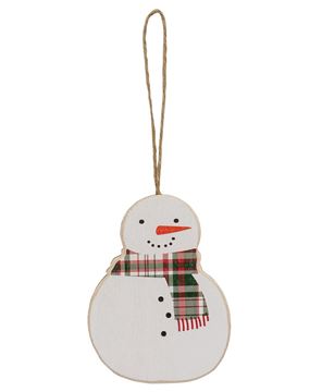 Picture of Plaid Christmas Tree & Snowmen Ornaments, 3/Set