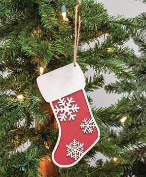 Picture of Glittered Wooden Snowflake Stocking Ornament