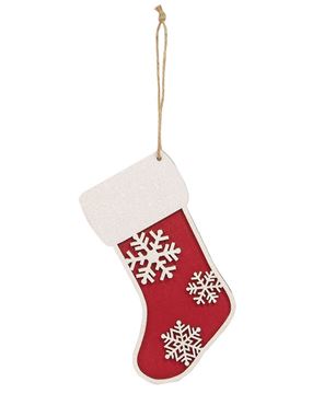 Picture of Glittered Wooden Snowflake Stocking Ornament