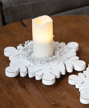 Picture of White Wooden Snowflake Riser, 12.5"
