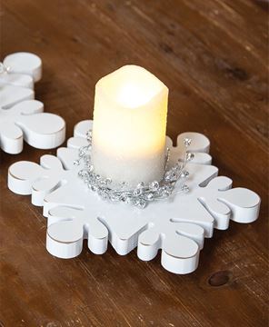 Picture of White Wooden Snowflake Riser, 10"