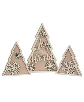 Picture of Glittered Wooden Joy to the World & Snowflake Christmas Tree Sitters, 3/Set