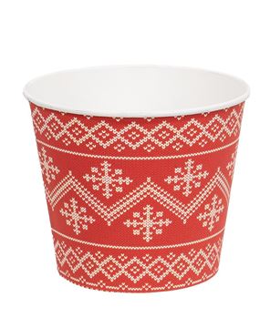 Picture of Red Nordic Snowflake Metal Bucket