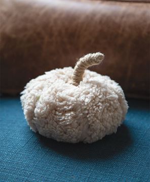 Picture of Ivory Sherpa Pumpkin w/Jute Stem, Medium