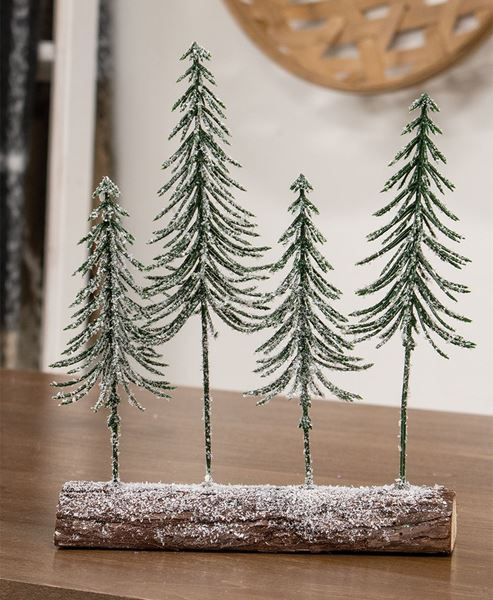 Picture of Snowy Pine Forest on Log