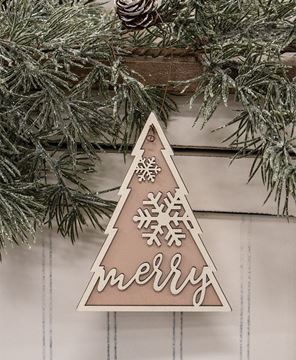 Picture of Glittered Merry Snowflake Christmas Tree Ornament