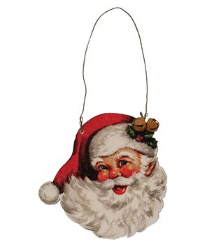 Picture of Vintage Santa Face Wooden Ornament