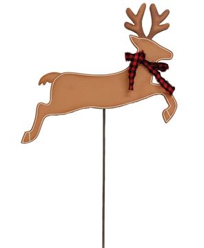 Picture of Reindeer w/Buffalo Check Scarf Accent/Planter Stake