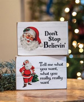 Picture of Don't Stop Believin Santa Block Sign, 2 Asstd.