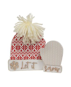 Picture of Let It Snow Wooden Hat & Mitten Sitters, 2/Set