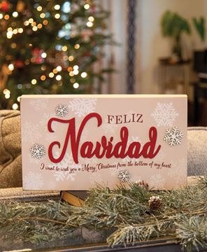 Picture of Feliz Navidad Snowflakes Box Sign
