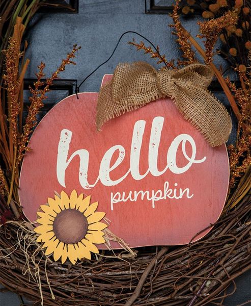 Picture of Hello Pumpkin Sign w/Sunflower