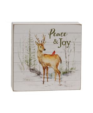 Picture of Peace & Joy Deer & Cardinal Box Sign