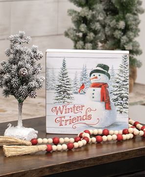 Picture of Winter Friends Snowman & Cardinal Box Sign