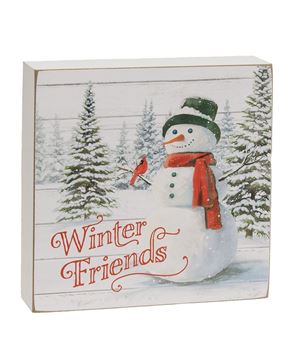 Picture of Winter Friends Snowman & Cardinal Box Sign