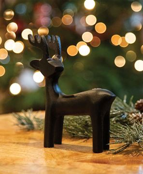 Picture of Black Cast Iron Standing Reindeer Figurine, Small
