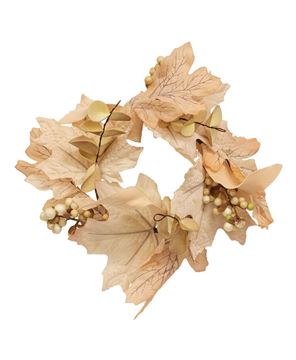 Picture of Natural Fall Leaves, Berry Clusters & Eucalyptus Candle Ring, 3.5"
