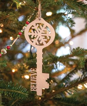 Picture of Glittered "Believe" Santa's Key Ornament