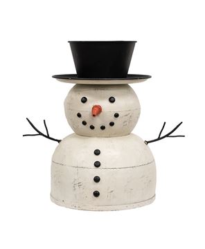 Picture of Distressed Painted Metal Top Hat Snowman