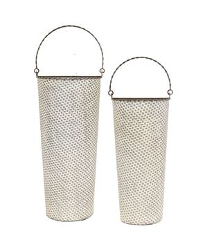 Picture of White Washed Basketweave Metal Half Wall Baskets, 2/Set