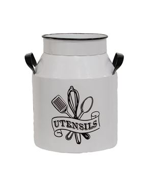 Picture of White Metal Kitchen Utensils Milk Can