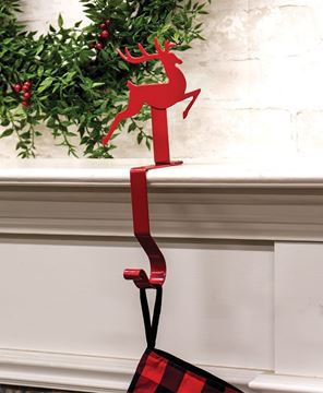 Picture of Red Metal Reindeer Stocking Hanger