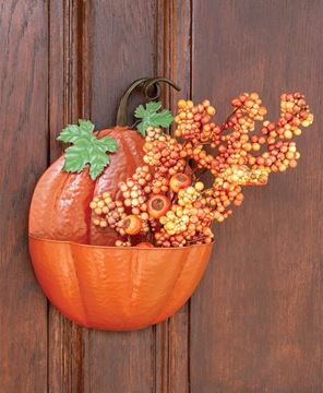 Picture of Painted Metal Pumpkin Wall Pocket