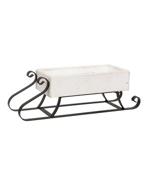 Picture of Distressed White Wood & Metal Sled