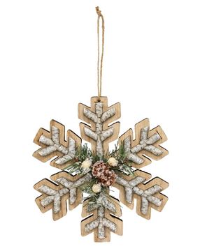 Picture of Wooden Birch & Pine Snowflake Ornament, 6"