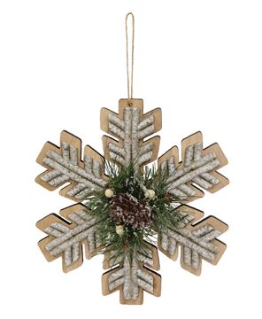 Picture of Wooden Birch & Pine Snowflake Ornament, 8"