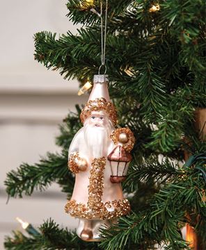 Picture of Vintage Pink Glass Santa Ornament