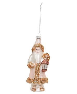 Picture of Vintage Pink Glass Santa Ornament