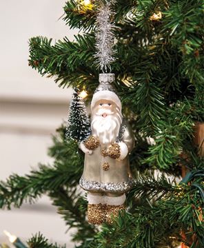 Picture of Vintage Silver and Gold Glass Santa Ornament