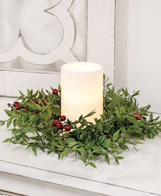 Picture of Lady Ruscus & Berries Candle Ring, 4.5"