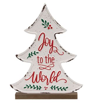 Picture of Joy to the World Distressed Metal Christmas Tree on Base