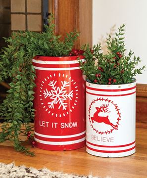Picture of Let It Snow & Believe Distressed Metal Buckets, 2/Set