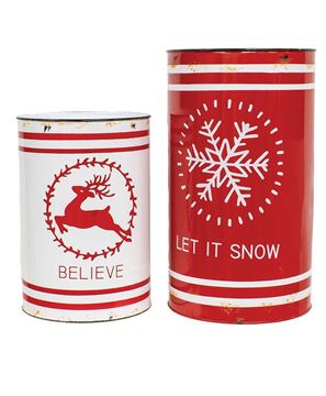 Picture of Let It Snow & Believe Distressed Metal Buckets, 2/Set