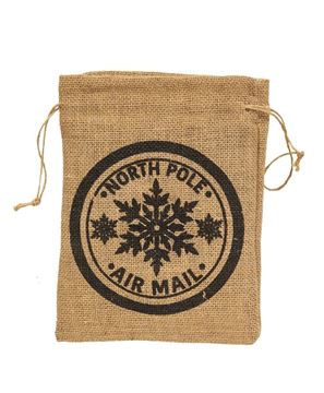Picture of North Pole Air Mail Burlap Bag, 2 Asstd.
